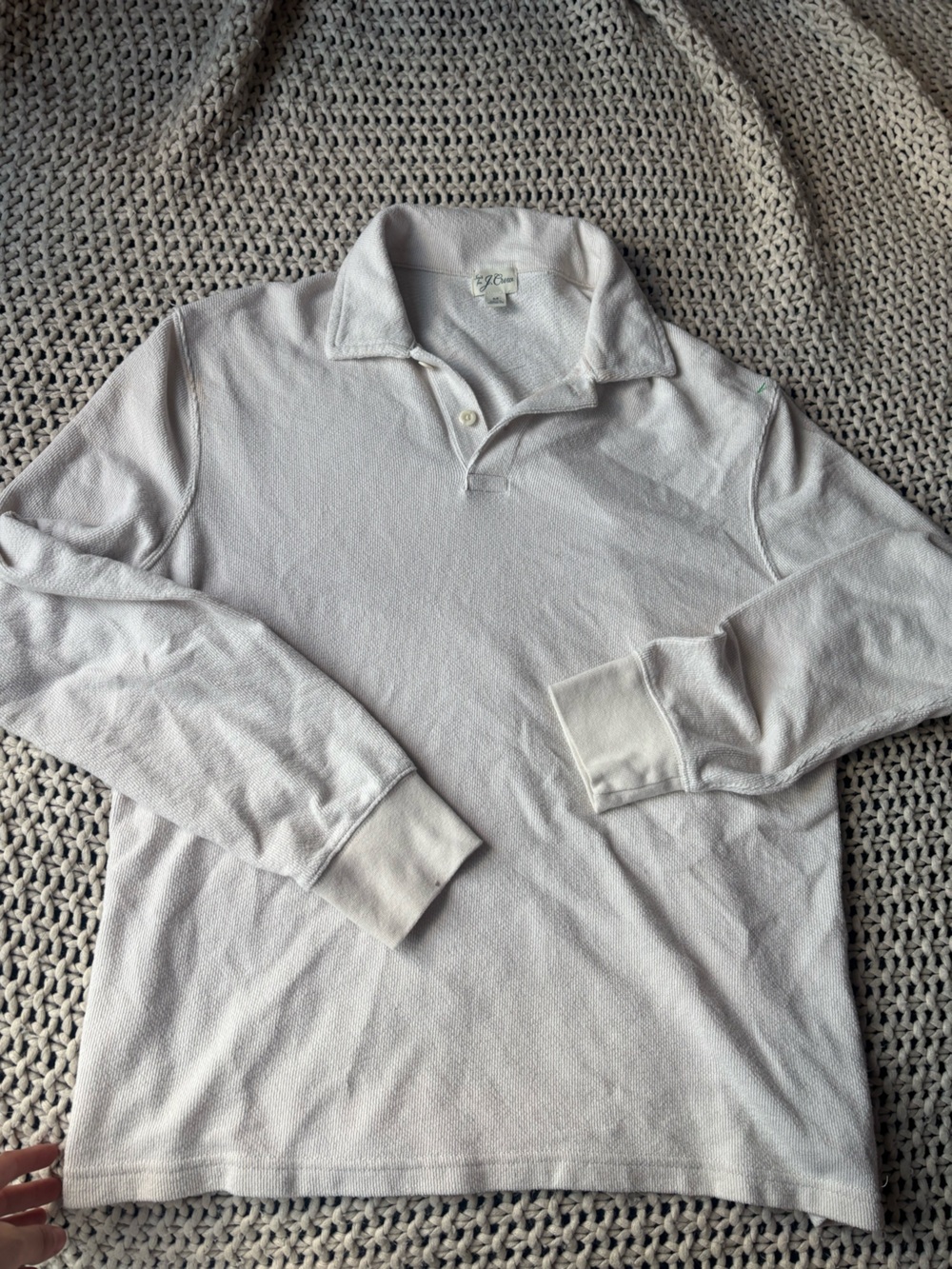 J. Crew Long-Sleeve oversized Polo Top - Off-White